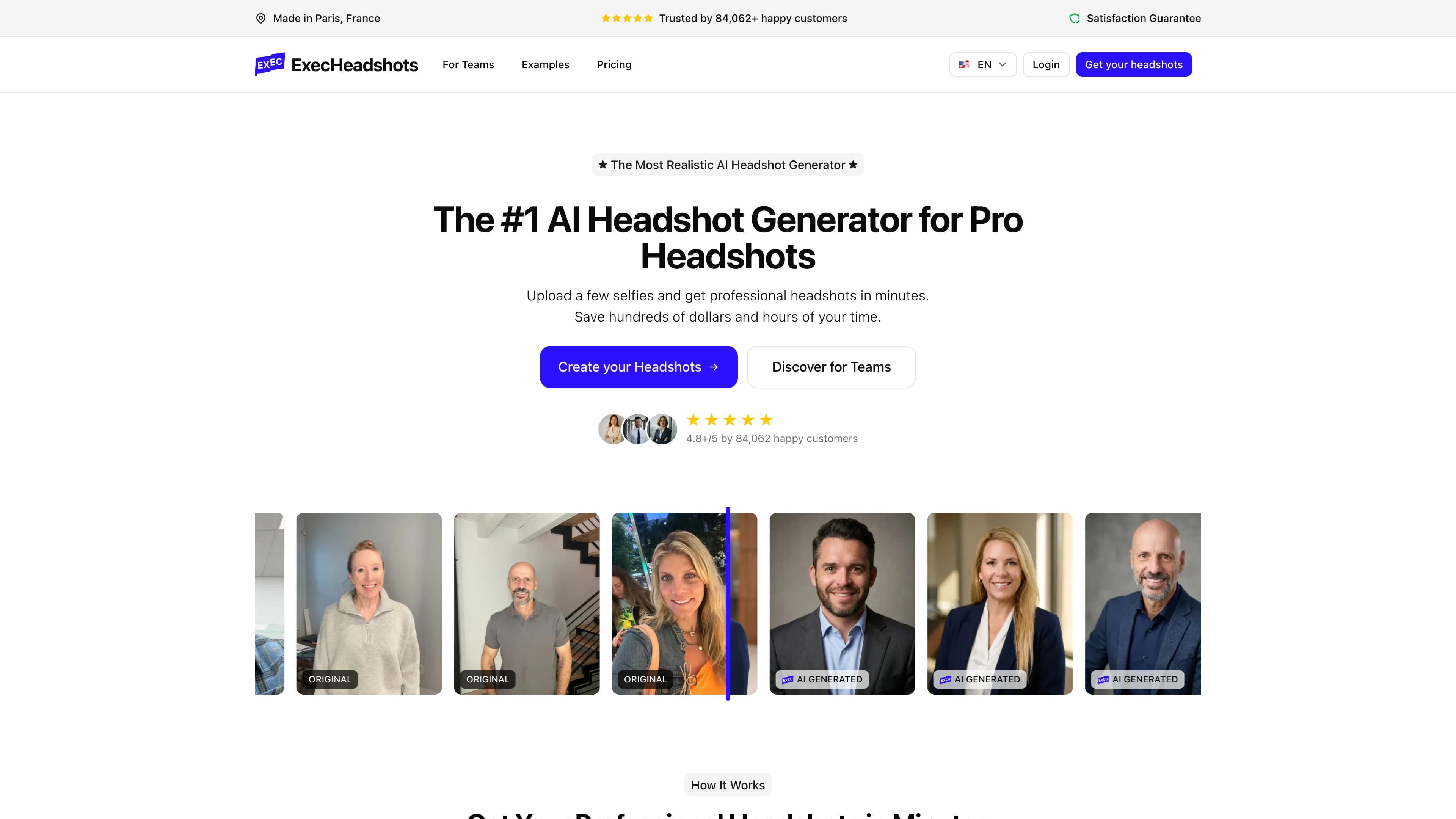 ExecHeadshots homepage screenshot